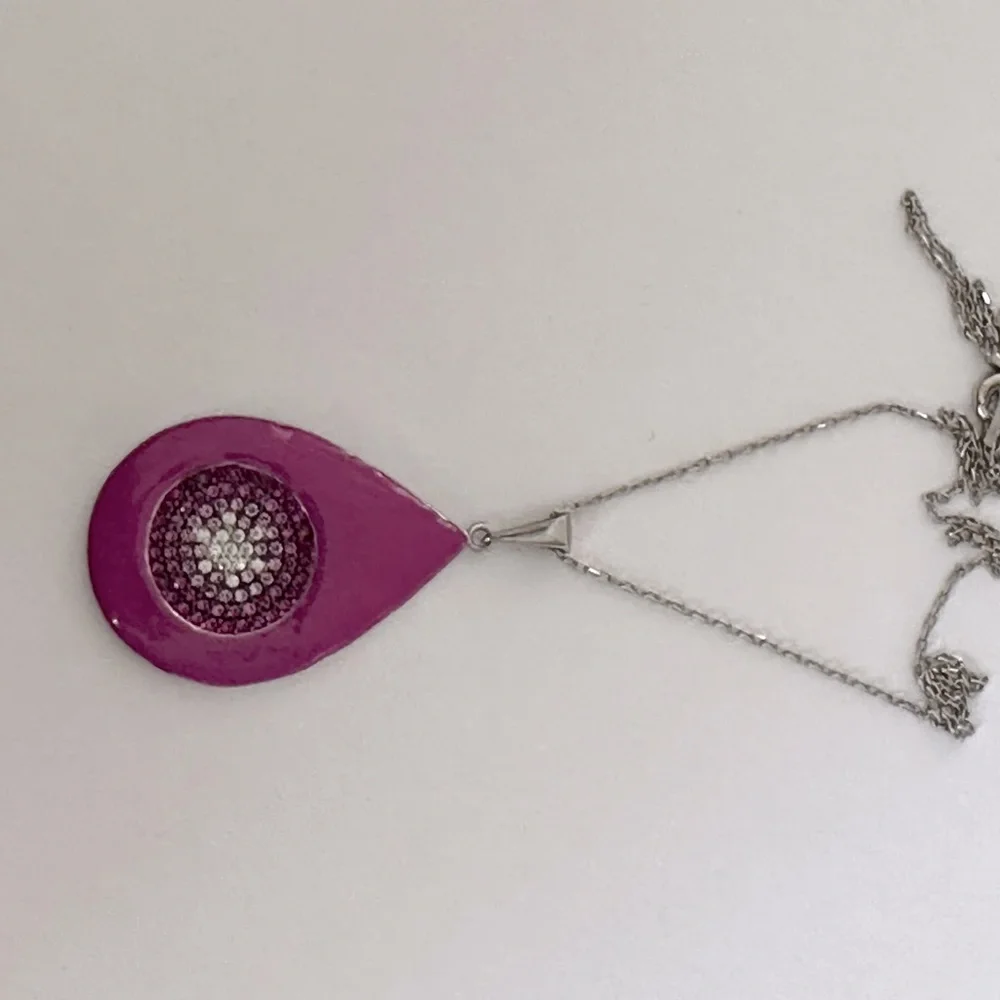 🧿925 Silver purple enamel cz stones handmade necklace